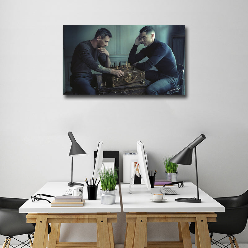 Framed 1 Panel - Messi & Ronaldo Chess – Love Print & Free shipping NZ