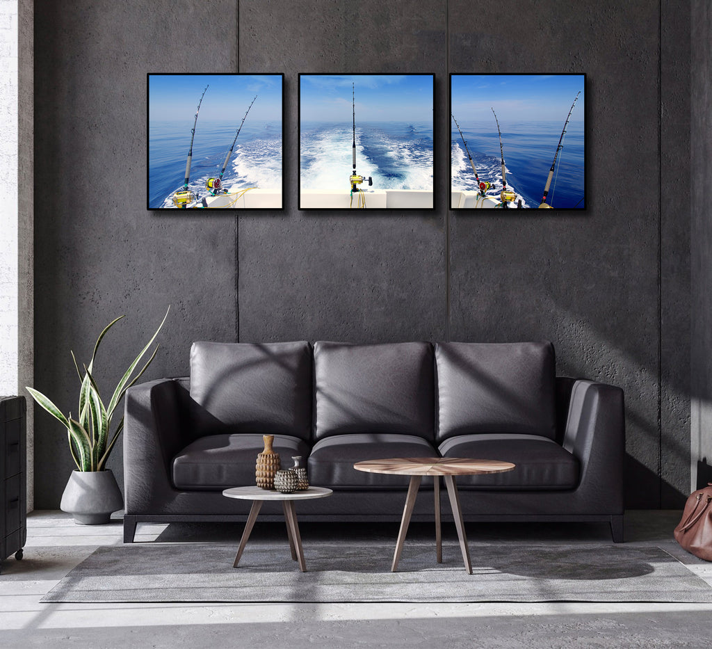 Framed 3 Panels - Fishing