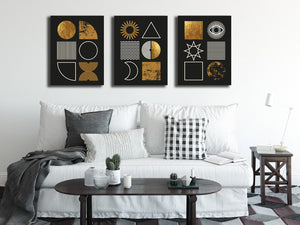 Framed 3 Panels - Set of Modern Minimalist Mid Century