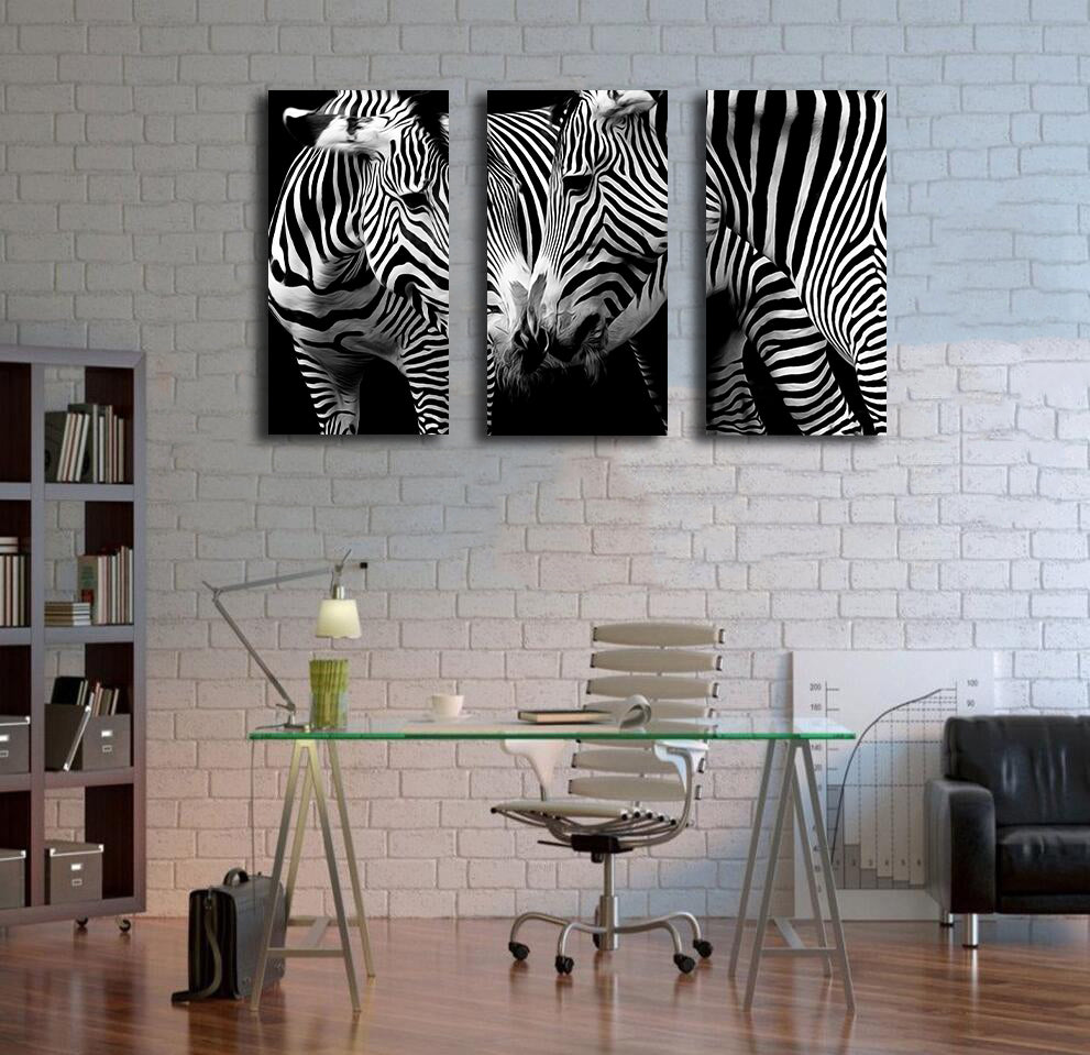 Framed 3 Panels - Zebras