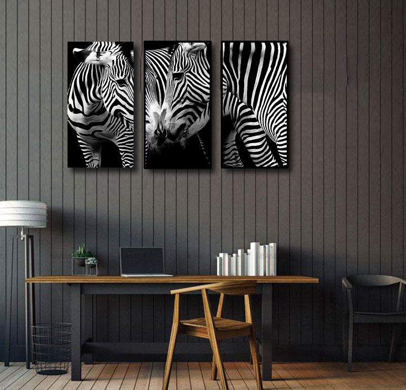 Framed 3 Panels - Zebras