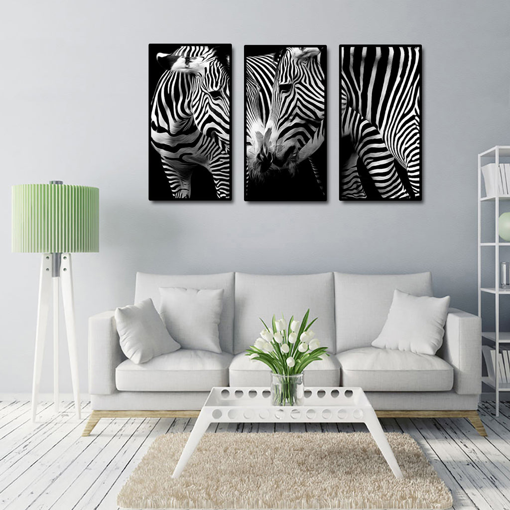 Framed 3 Panels - Zebras