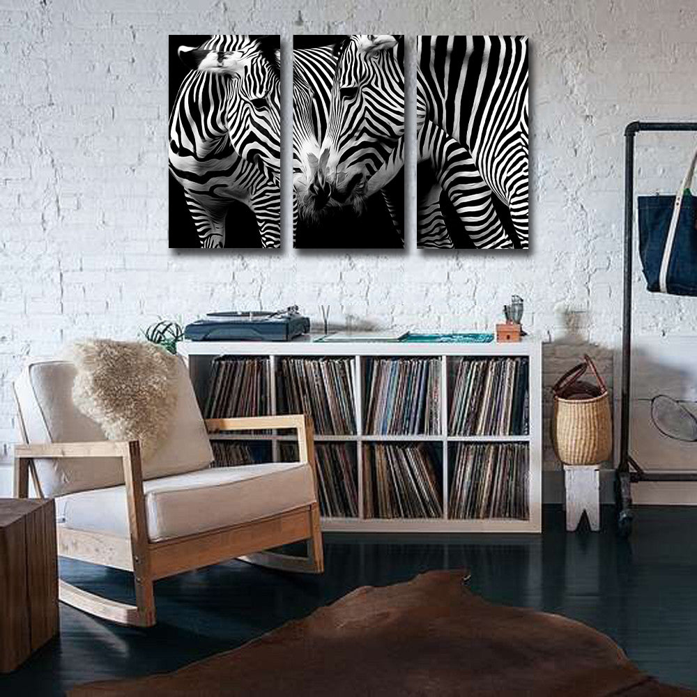 Framed 3 Panels - Zebras