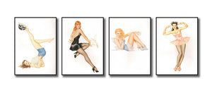 Framed 4 Panels - Varga Girl Original Pin Up Vintage Print