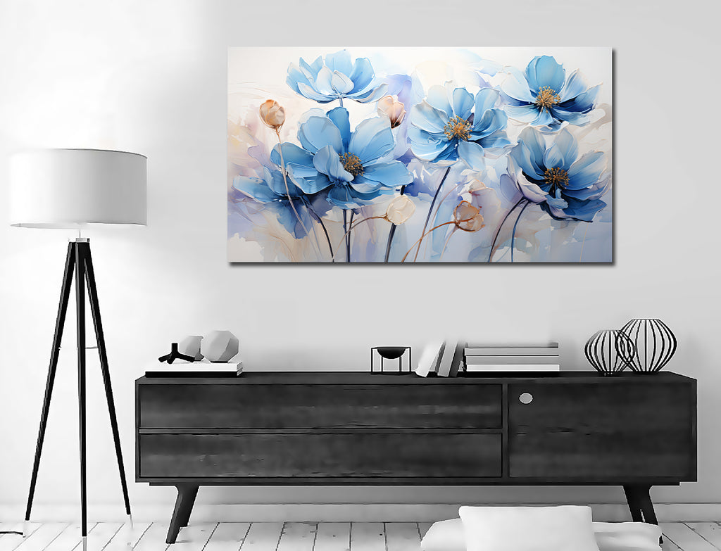 Framed 1 Panel - Blue Flowers