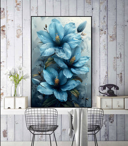 Framed 1 Panel - Blue Flowers