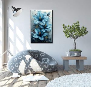 Framed 1 Panel - Blue Flowers