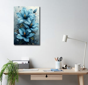 Framed 1 Panel - Blue Flowers