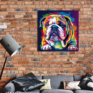 Framed 1 Panel - Colorful British Bulldog