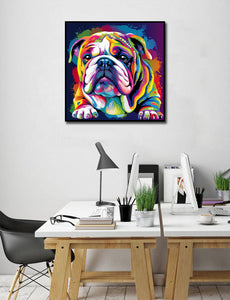 Framed 1 Panel - Colorful British Bulldog