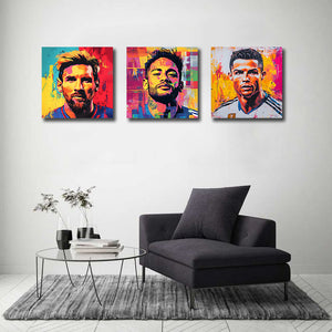 Framed 3 Panels - Neymar, Messi, Ronaldo