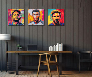 Framed 3 Panels - Neymar, Messi, Ronaldo