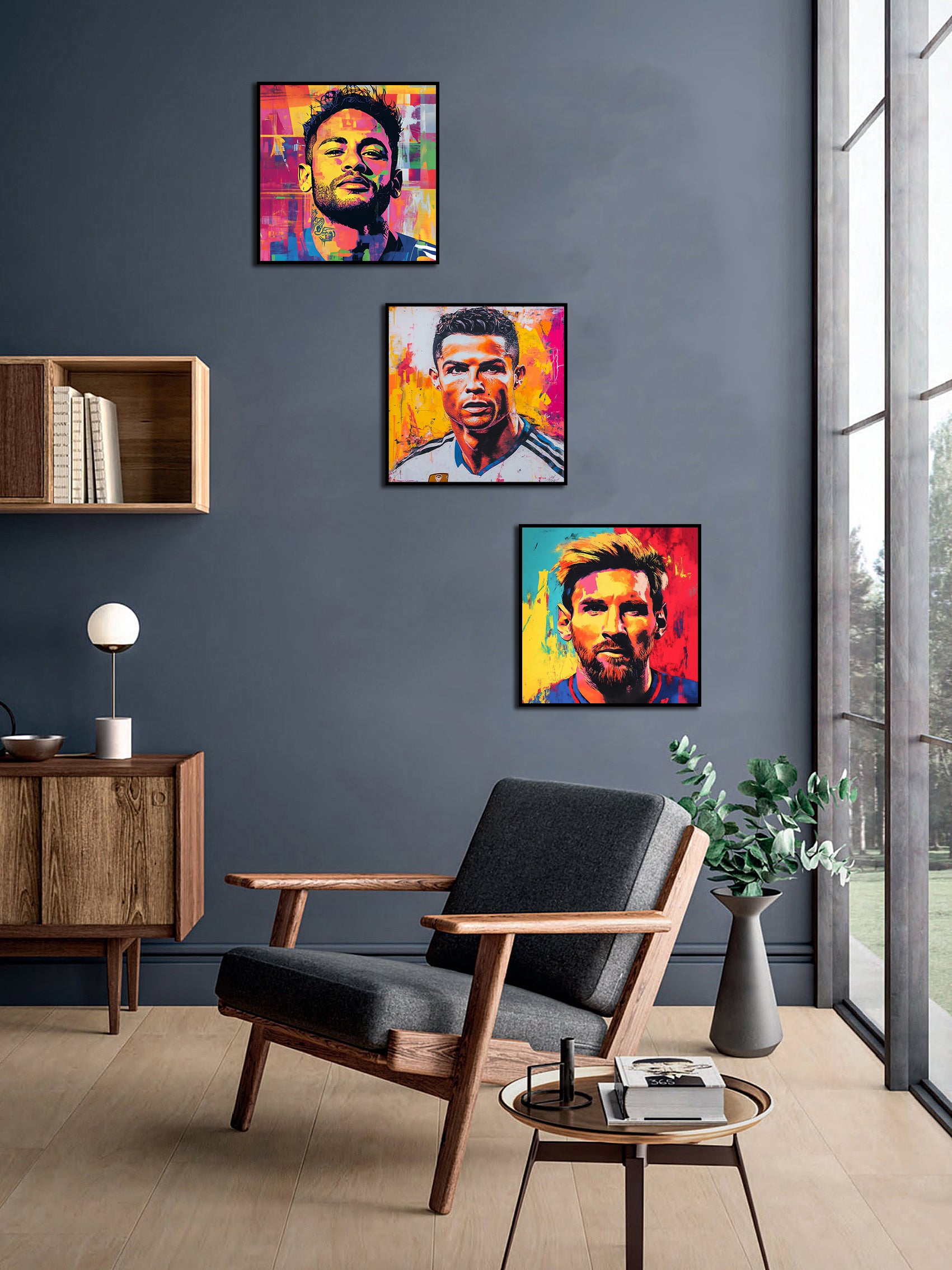 Framed 3 Panels - Neymar, Messi, Ronaldo