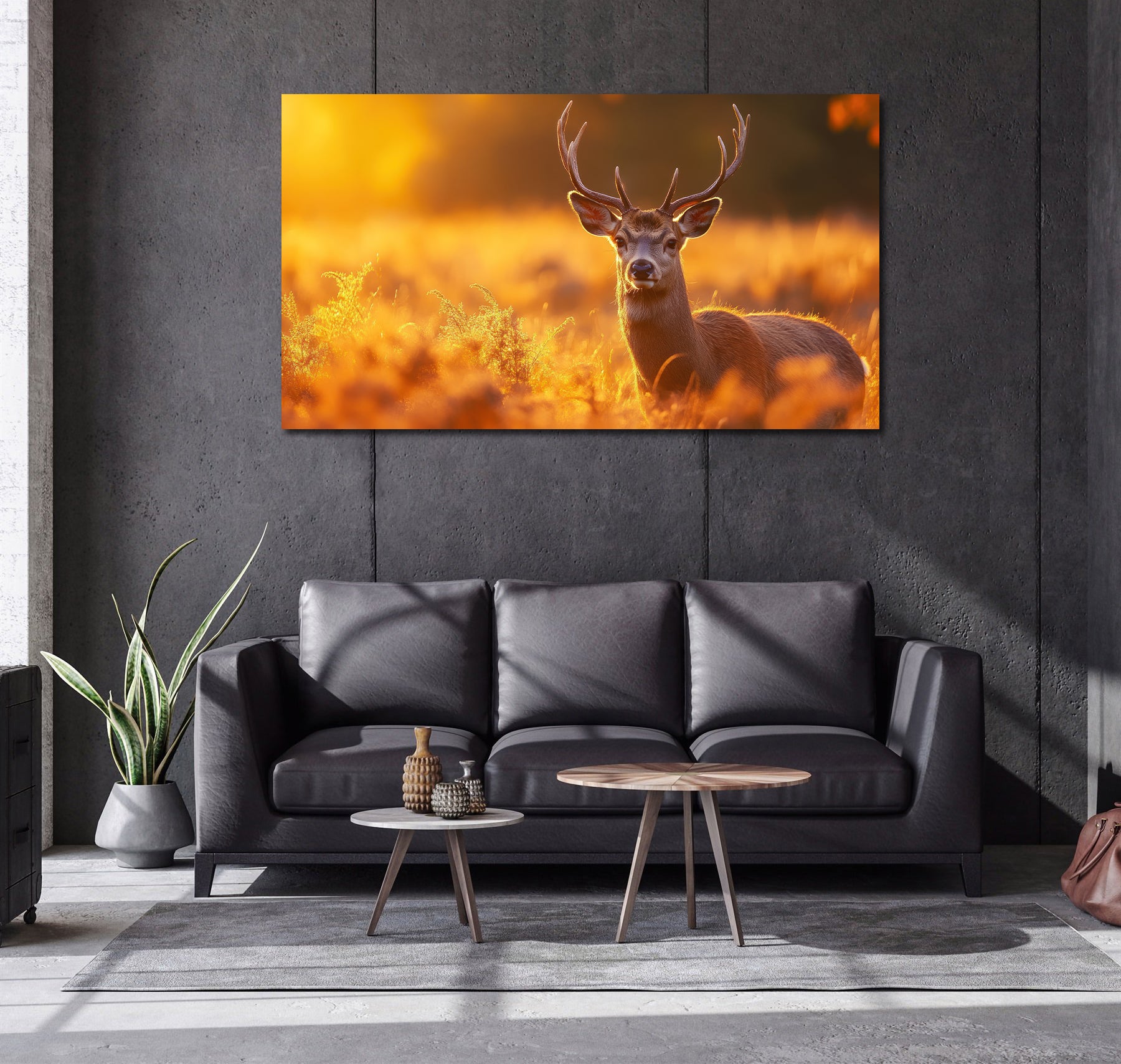 Framed 1 Panel - Stag in the sunlight