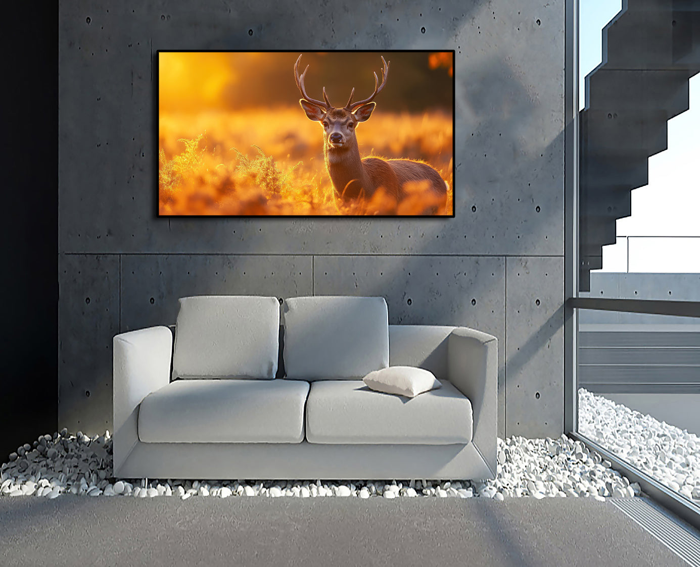 Framed 1 Panel - Stag in the sunlight