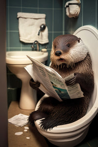 Framed 1 Panel - Otter in Bathroom