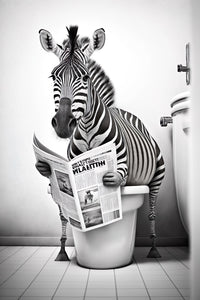 Framed 1 Panel - Zebra in Bathroom