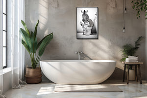 Framed 1 Panel - Zebra in Bathroom