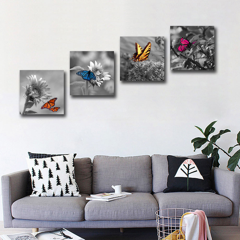 Framed 4 Panels - Butterfly