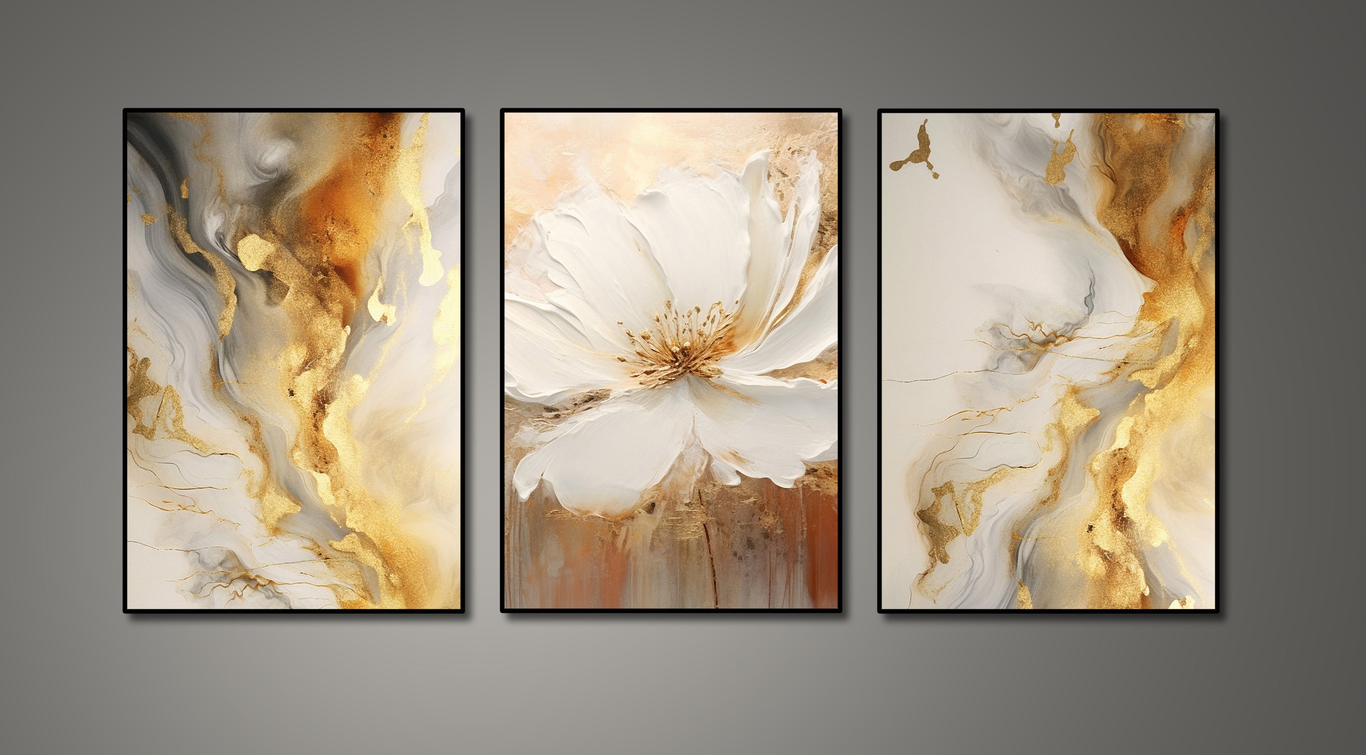 Framed 3 Panels - Floral