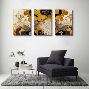 Framed 3 Panels - Gold Element Pattern