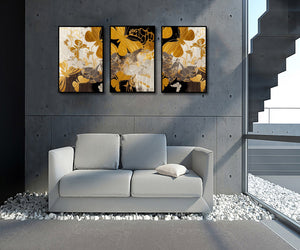 Framed 3 Panels - Gold Element Pattern