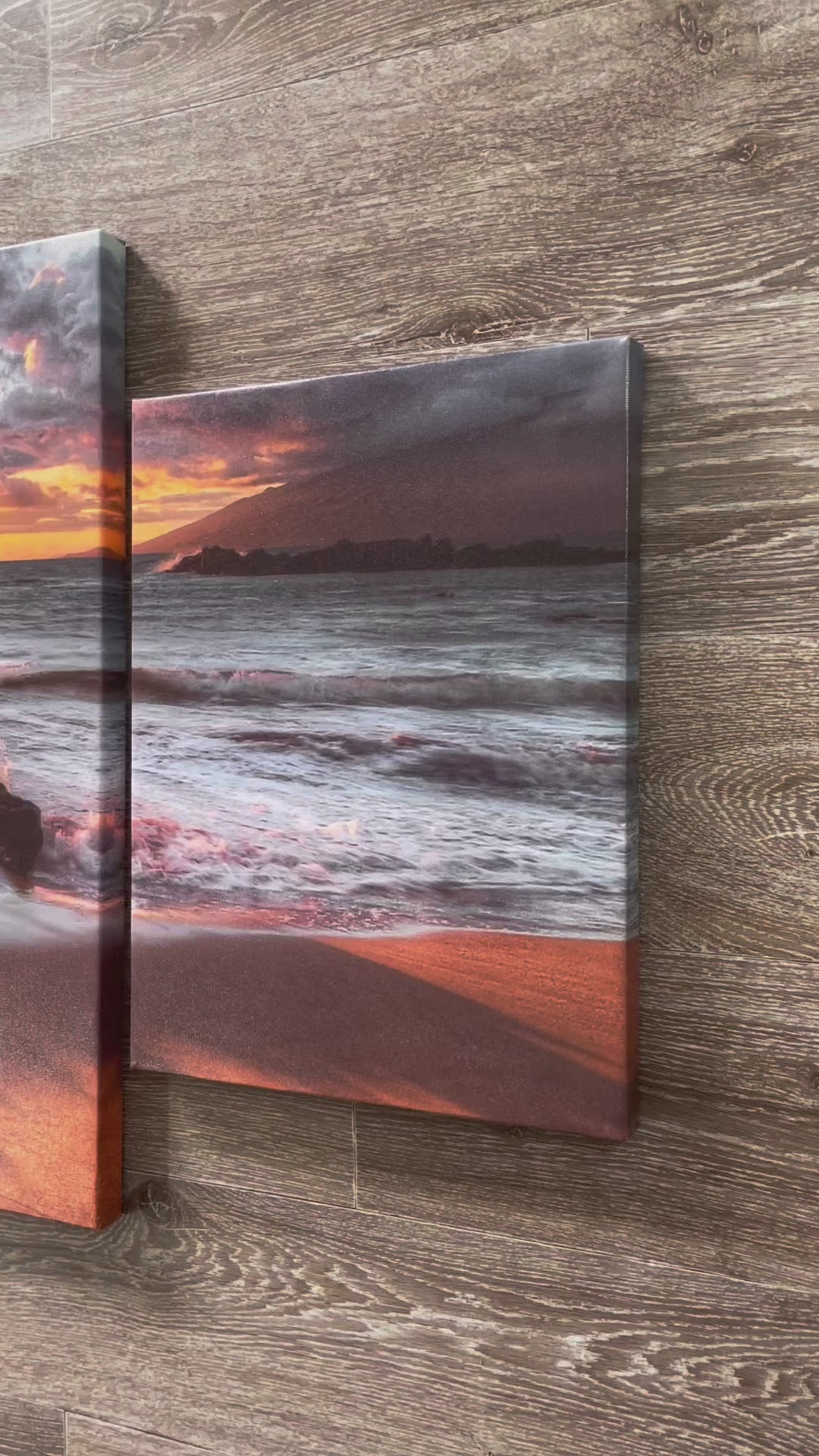 Framed 5 Panels - Sunrise on New Zealand Beach