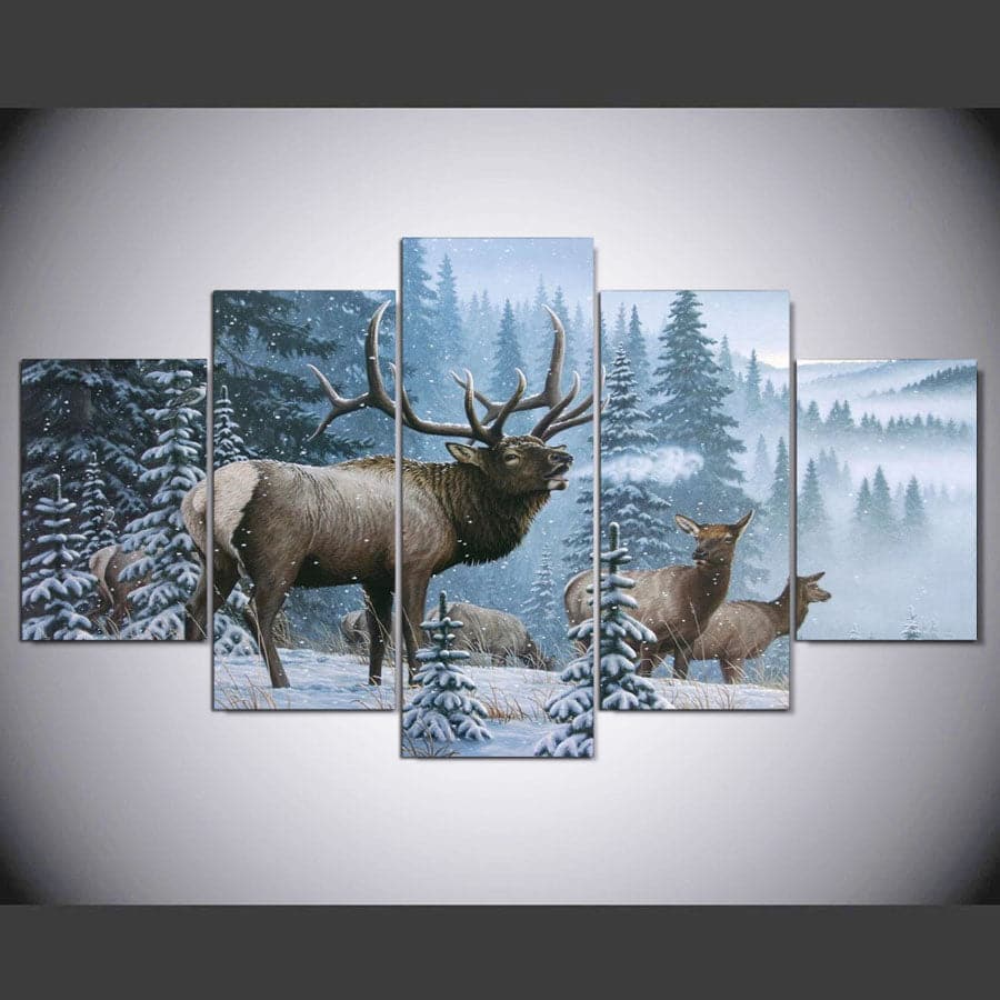 Framed 5 Panels - Deer