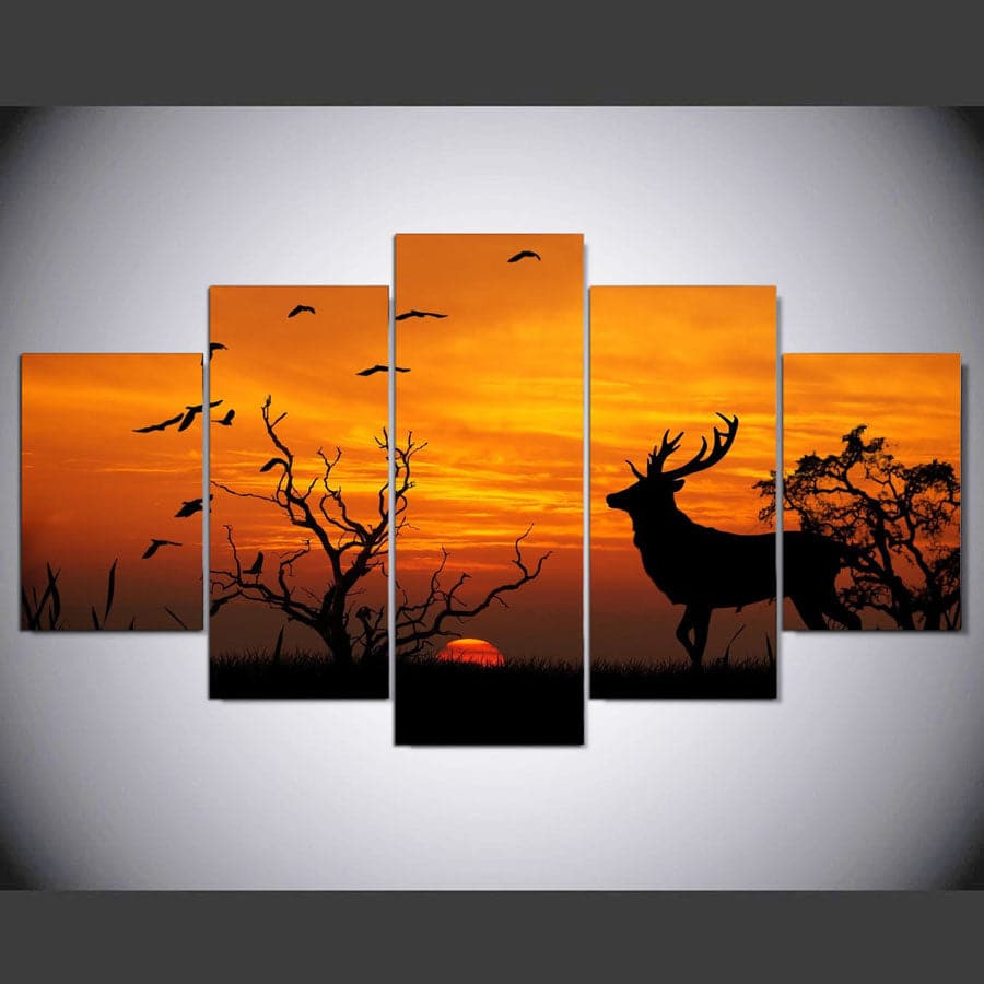 Framed 5 Panels - Deer