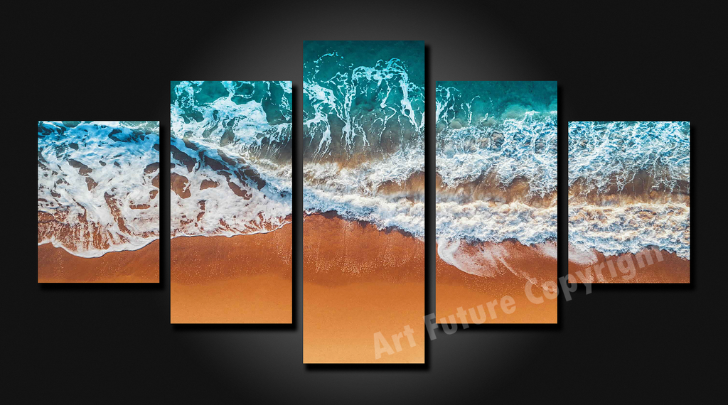 Framed 5 Panels - NZ Seascape