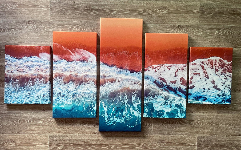 Framed 5 Panels - Finished Products - Wave