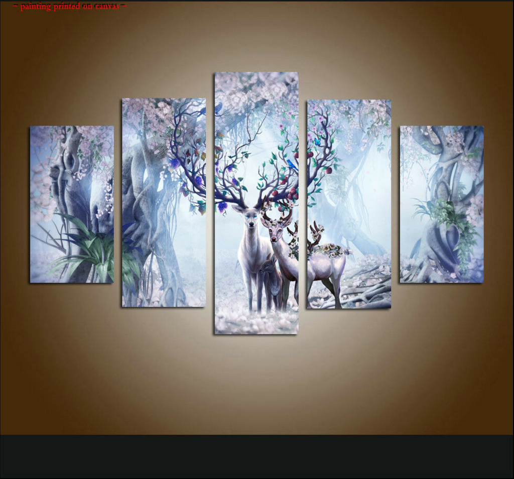 Framed 5 Panels - Deer