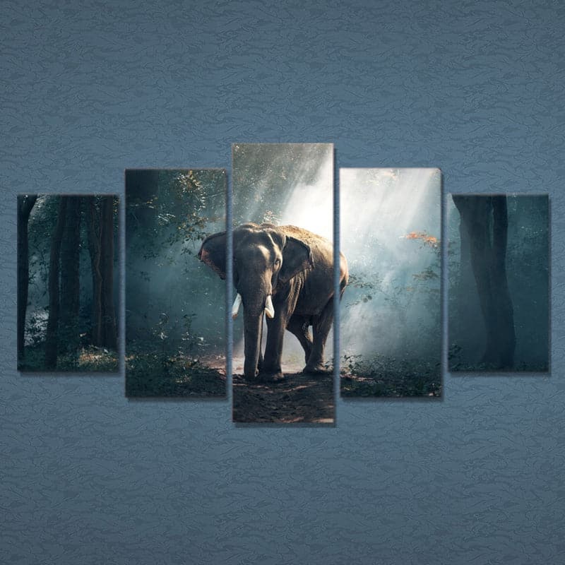 Framed 5 Panels - Elephant