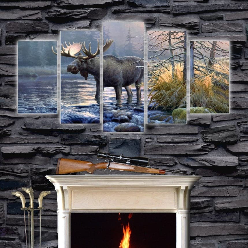 Framed 5 Panels - Deer