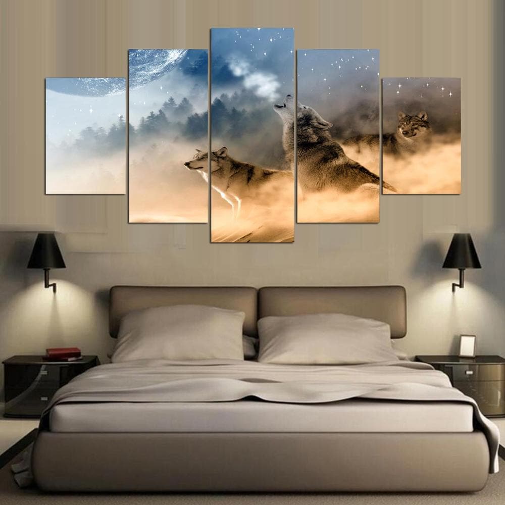 Framed 5 Panels - Wolfs