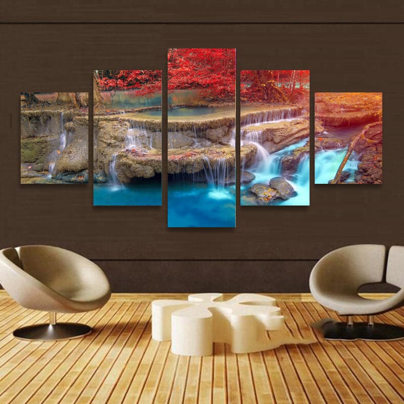 Framed 5 Panels - Water Fall