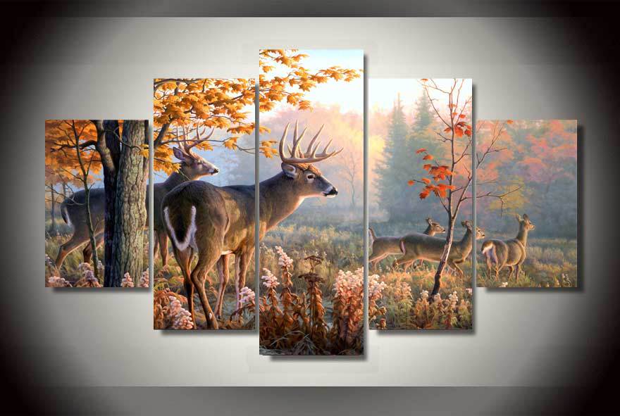 Framed 5 Panels - Deer