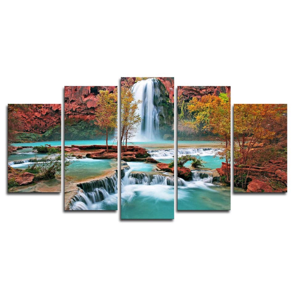 Framed 5 Panels - Water Fall