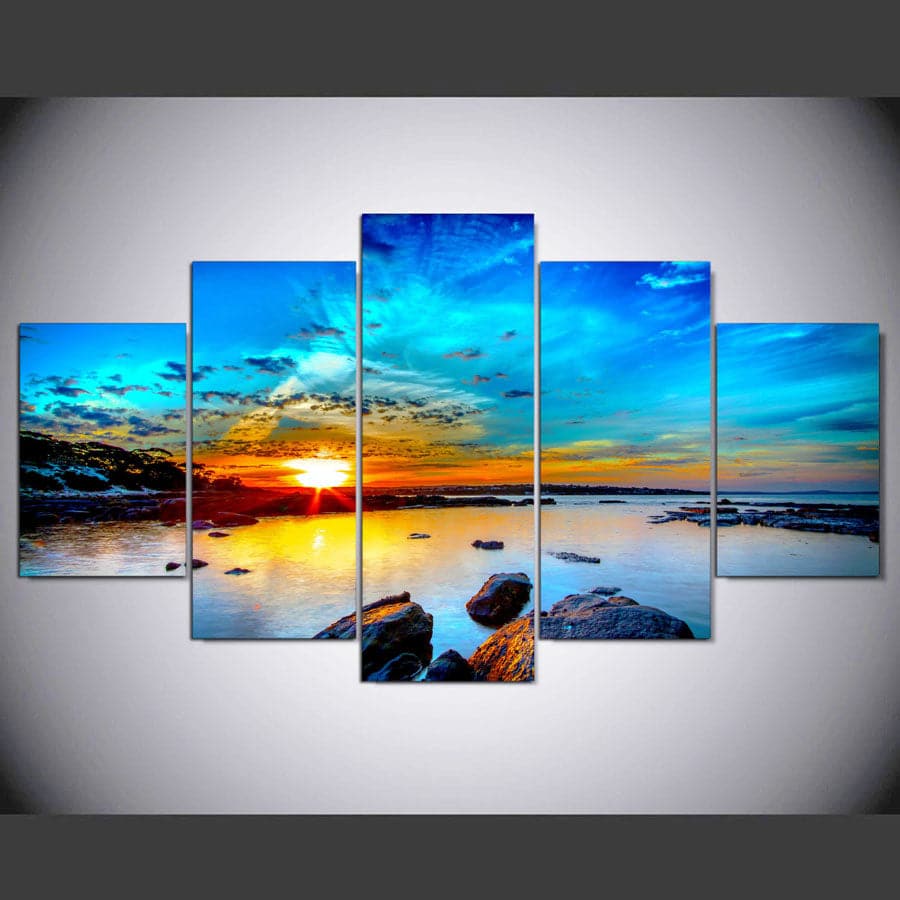 Framed 5 Panels - Sunrise