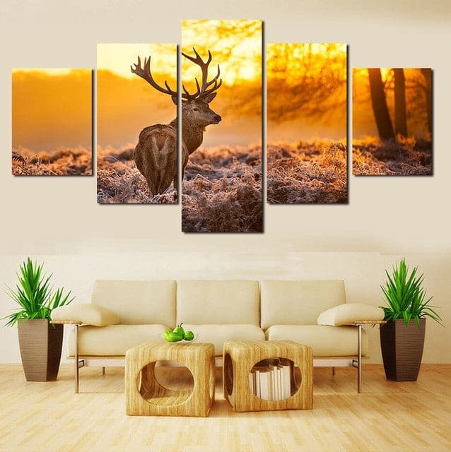 Framed 5 Panels - Deer