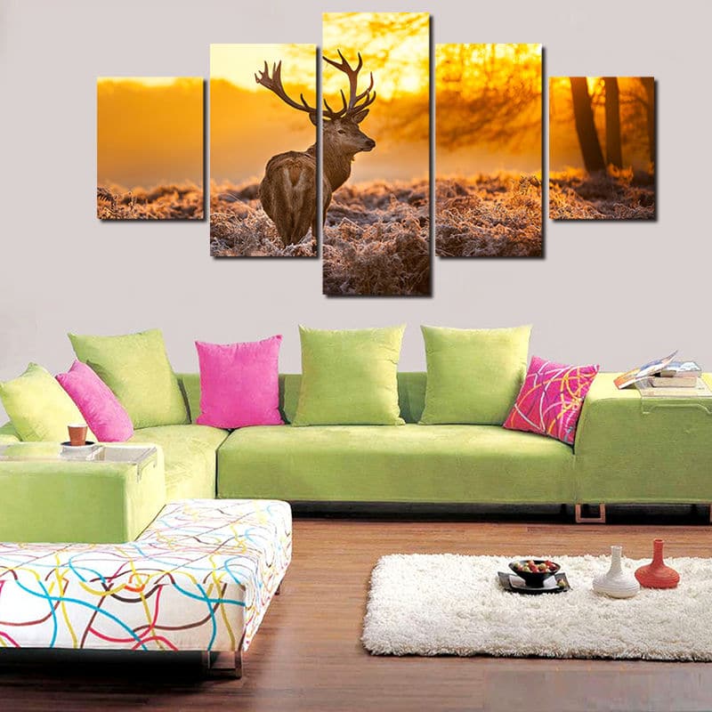 Framed 5 Panels - Deer