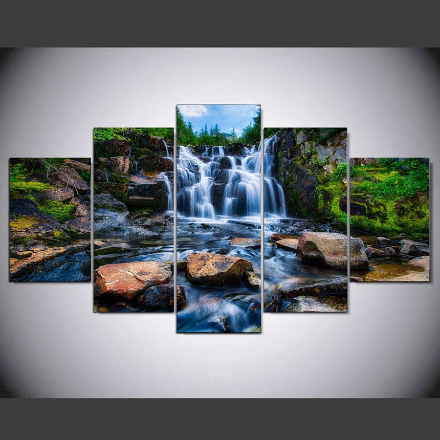 Framed 5 Panels - Water Fall