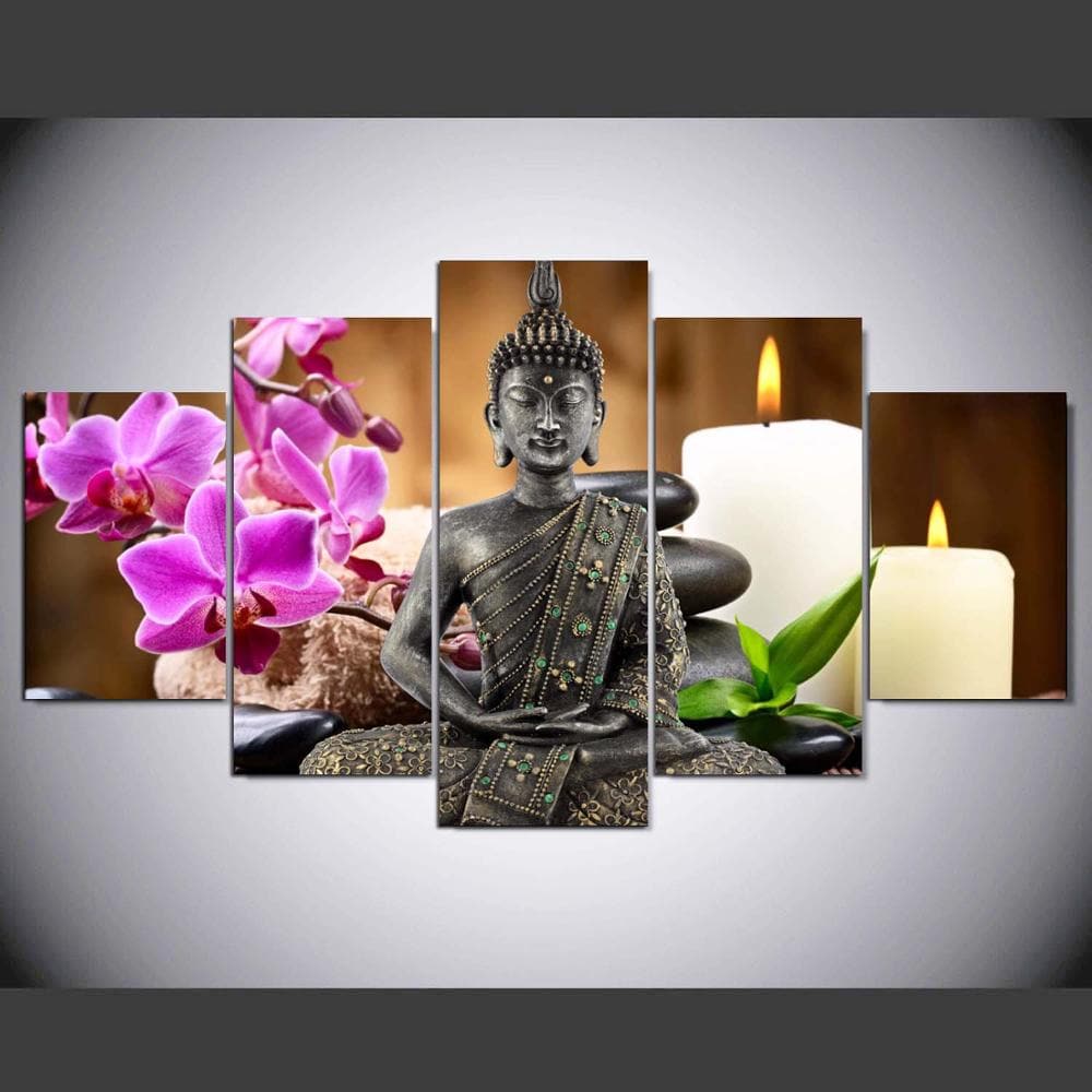 Framed 5 Panels - Buddha