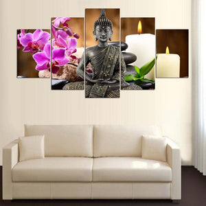 Framed 5 Panels - Buddha