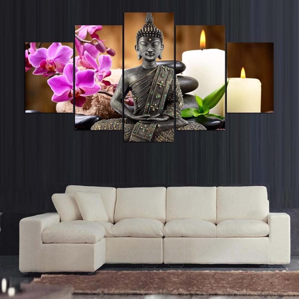 Framed 5 Panels - Buddha