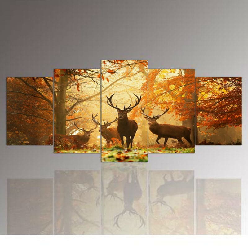 Framed 5 Panels - Deer