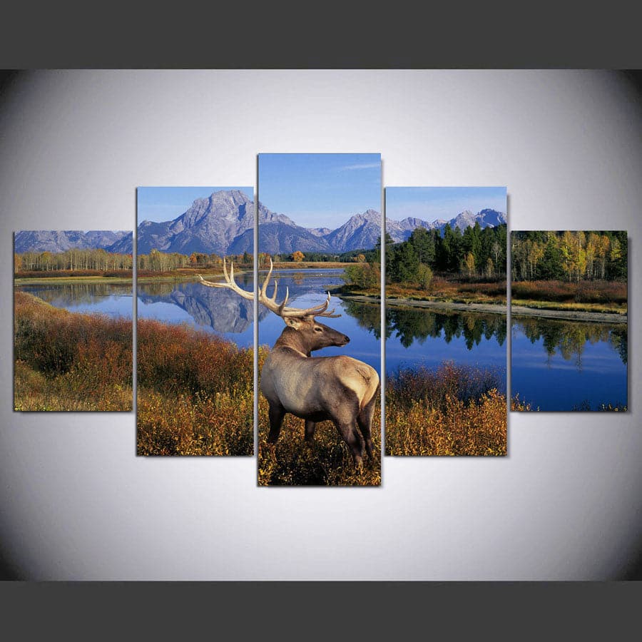 Framed 5 Panels - Deer