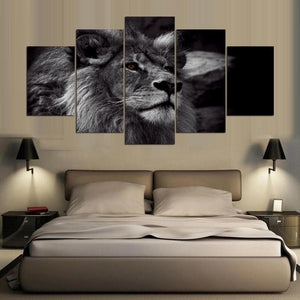 Framed 5 Panels - Lion