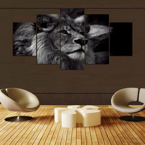 Framed 5 Panels - Lion