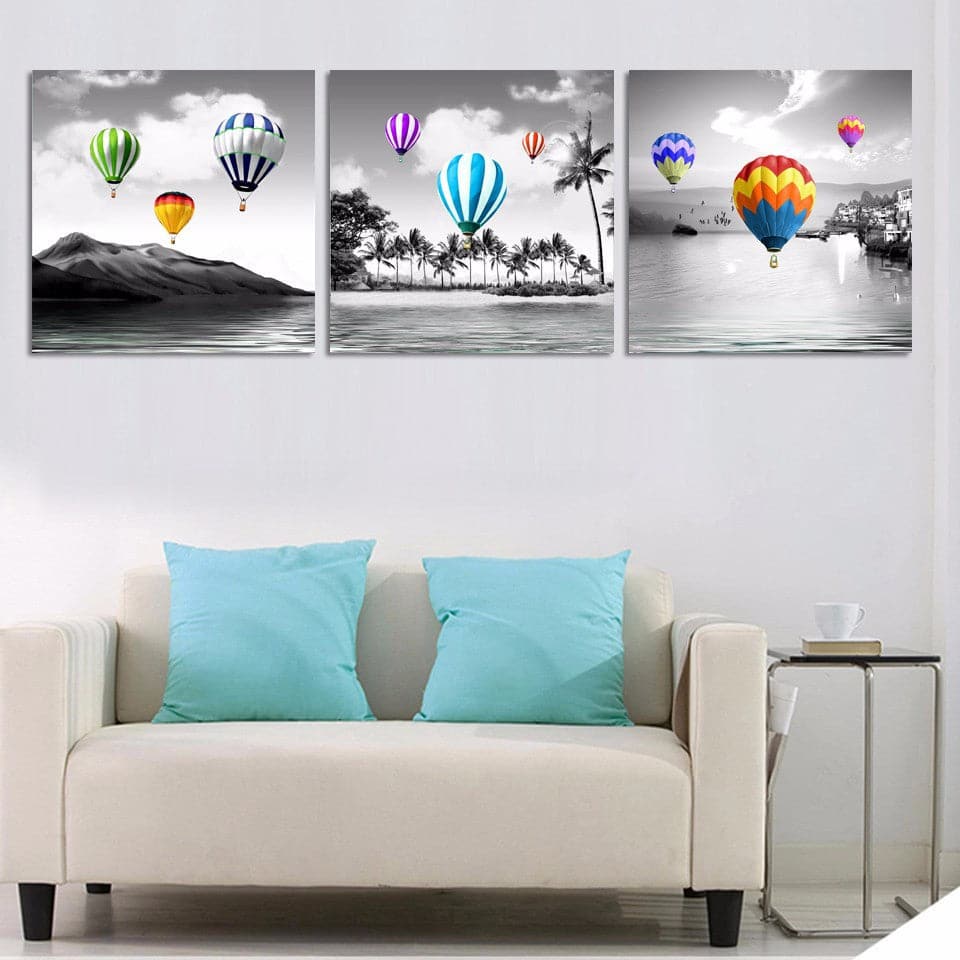 Framed 3 Panels - Hot Air Balloon